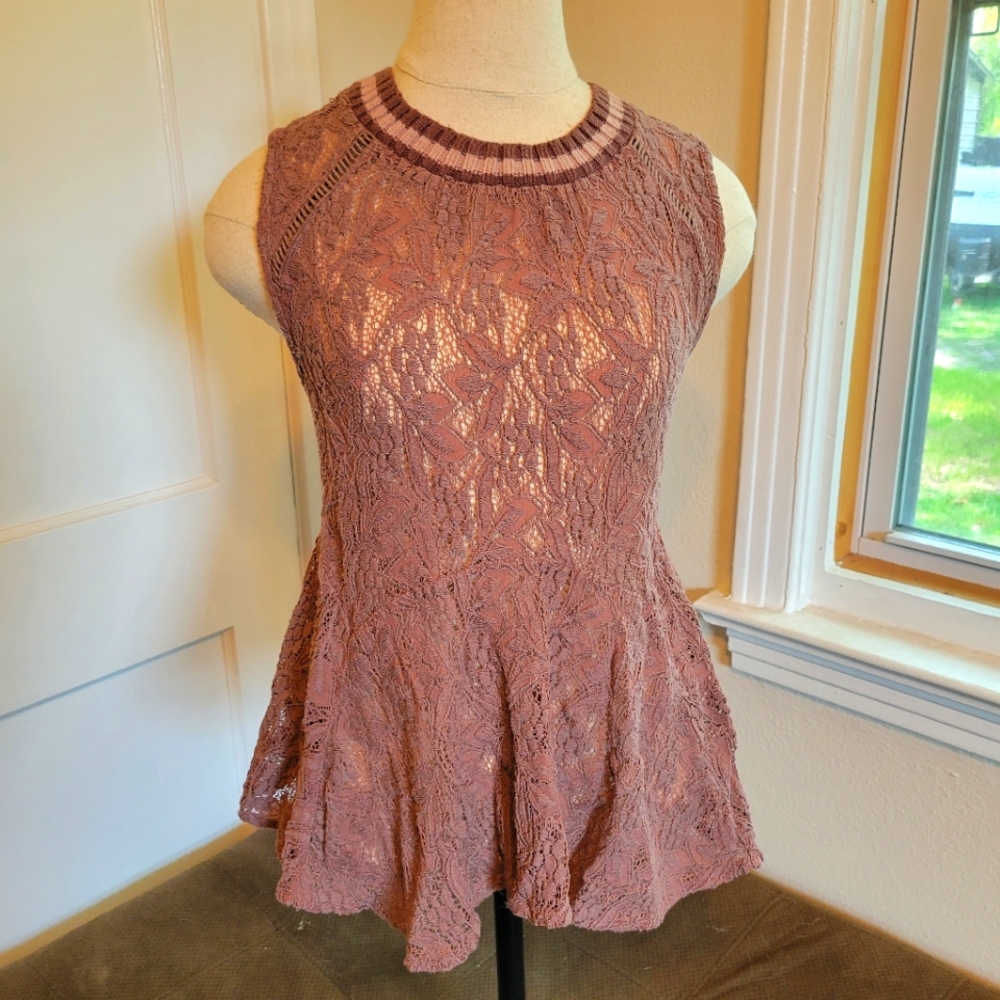 Free People Lace Peplum blouse